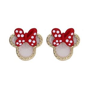 Minnie Mouse Stud Gold Plated Bow Tie Stud Zircon Earrings